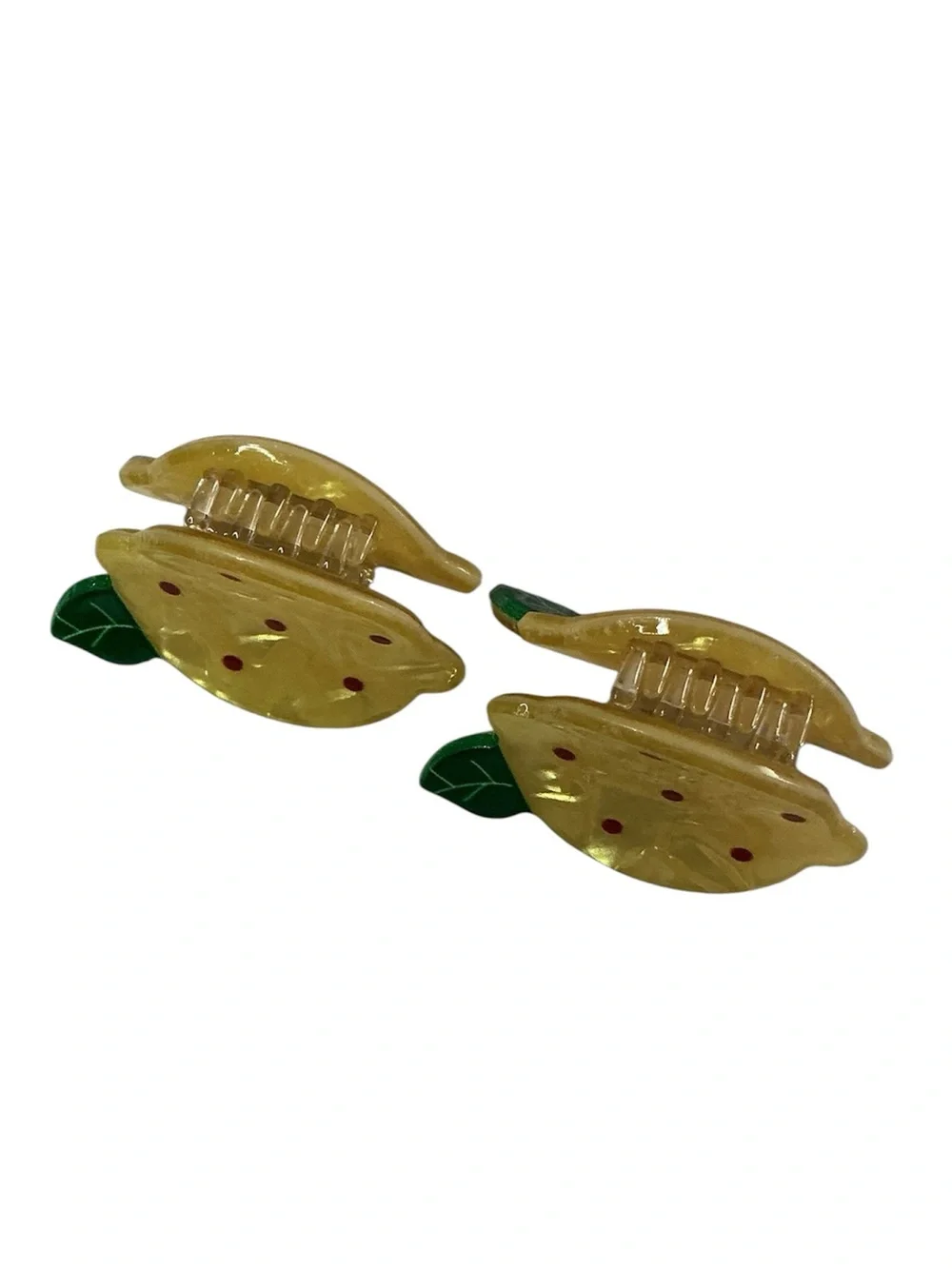 Lemon Acrylic Hair Claws Set of 2 - Yellow 1 1/4”